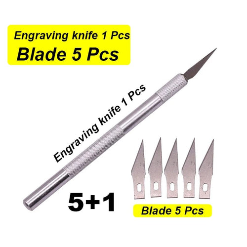 Planet Gates Knife 6 Suit Carving Knife 1 Pcs Plus Blade 20 Pcs Paper cutter Mobile phone film cutter Model assembly tool Rubber seal carving knife