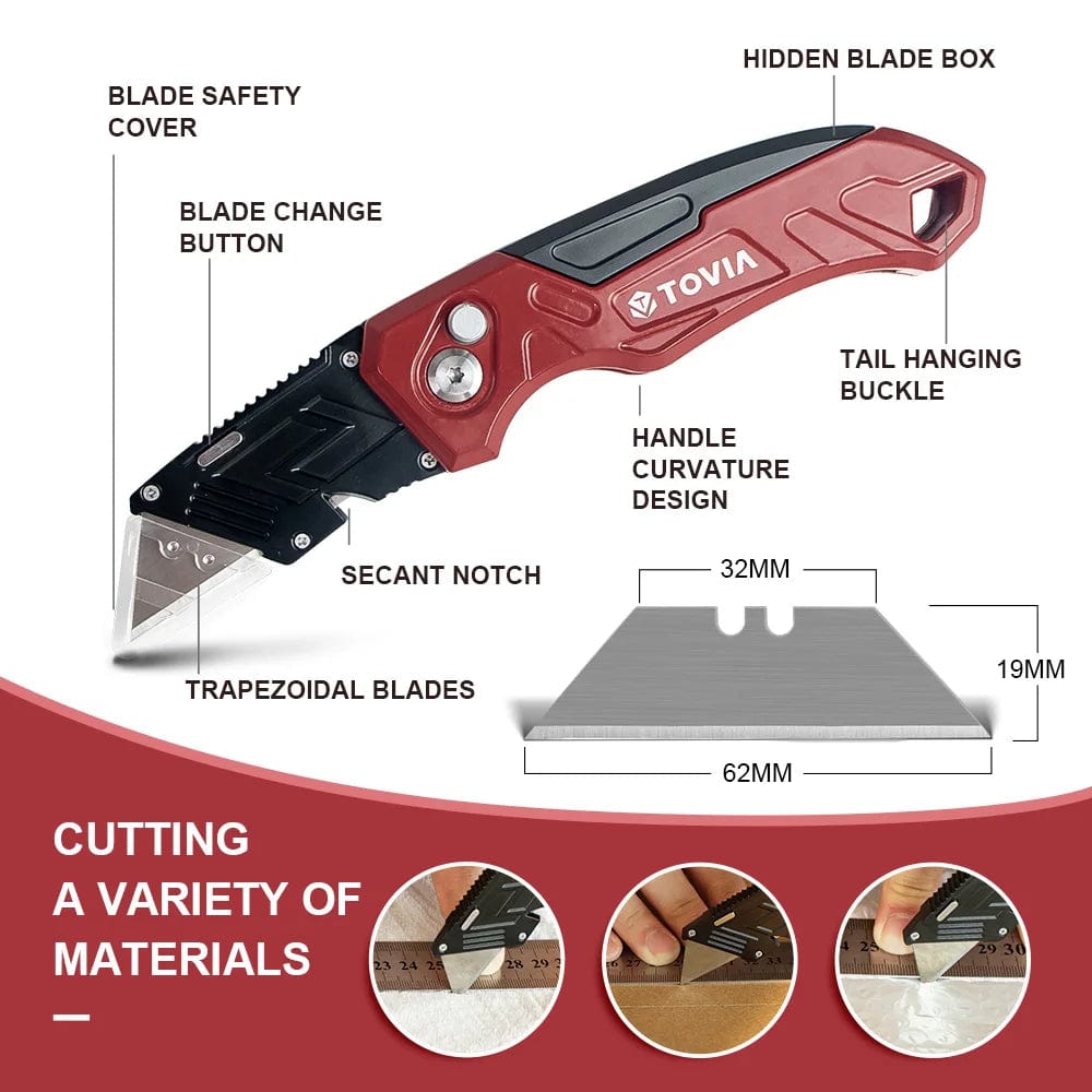 Planet Gates Knife A T TOVIA Folding Knife Replaceable Utility Knife for Cable Cartons Carboard Boxes Cutter Handle Knife Blades Outdoor Hand Tool