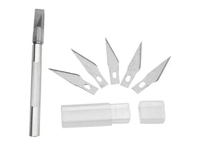 Planet Gates knife and blade set Malathorne Table Tennis Rubber Cutter Knife Aluminium Alloy Handle & 5 Blades for Cutting Rubber Sheet, Racket DIY Tools