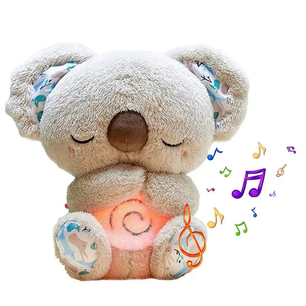 Planet Gates koala B / 30cm Baby Breathe Bear Soothes Baby Otter Plush Toy Children Soothing Music Sleep Companion Sound And Light Stuffed Doll Toy Gifts