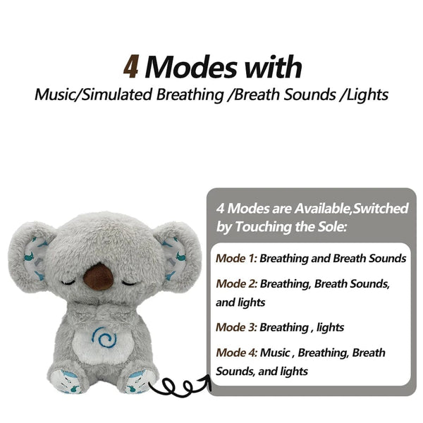 Planet Gates Koala Original / 26cm-32cm 4 Modes Baby Breathing Soothing Elephant Plush Doll Toy Sleeping Companion Music and Light Doll Sensory Stuffed Toy Kids Gift