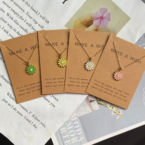 Planet Gates Korean Fashion Flower Pendant Necklace for Girl Women White Yellow Color Trendy Choker Necklace Gift for Summer Wholesale