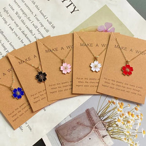 Planet Gates Korean Fashion Flower Pendant Necklace for Girl Women White Yellow Color Trendy Choker Necklace Gift for Summer Wholesale
