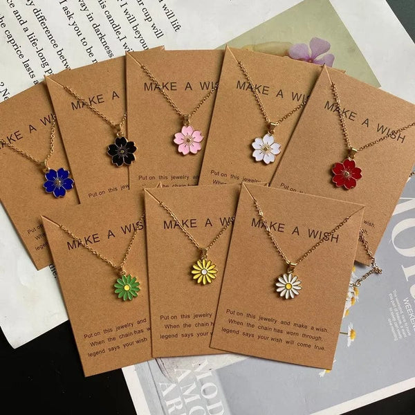 Planet Gates Korean Fashion Flower Pendant Necklace for Girl Women White Yellow Color Trendy Choker Necklace Gift for Summer Wholesale