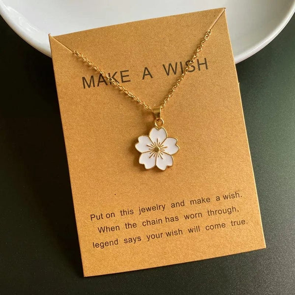Planet Gates Korean Fashion Flower Pendant Necklace for Girl Women White Yellow Color Trendy Choker Necklace Gift for Summer Wholesale