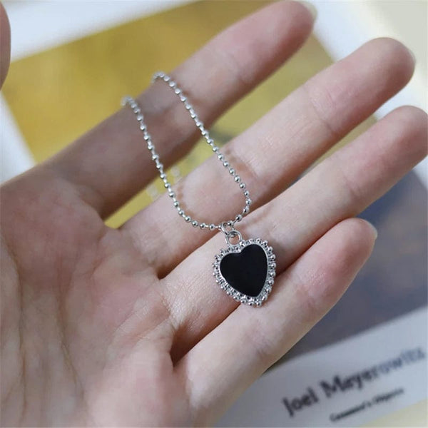 Planet Gates Korean Fashion Necklace for Women Heart Shaped Zircon Necklace Pendant Temperament Clavicle Chain Birthday Party Jewelry Gift