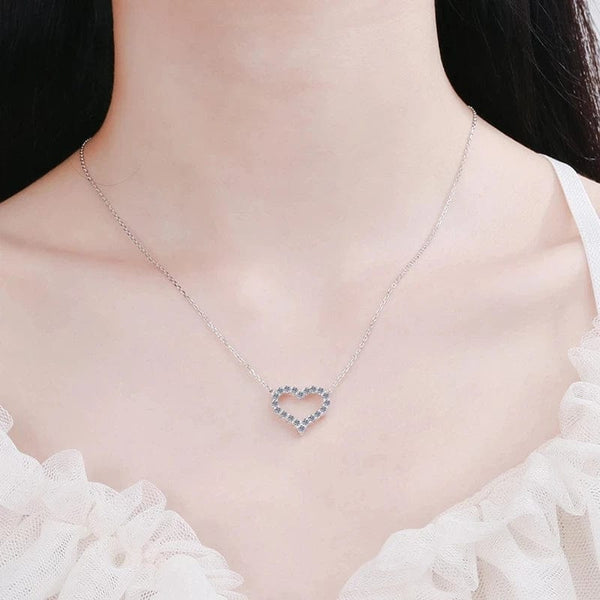 Planet Gates Korean Fashion Necklace for Women Heart Shaped Zircon Necklace Pendant Temperament Clavicle Chain Birthday Party Jewelry Gift