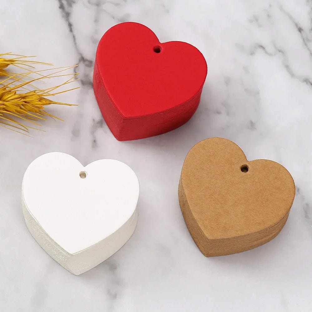 Planet Gates kraft paper 50pcs 5cm Heart Shape Paper Tags Red Love Labels Garment Shoes Clothes Packing Label Hang Tag DIY Crafts Gift Bags Accessories