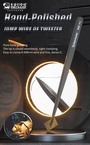 Planet Gates KS-11 MECHANIC KS-11 Hand Polished Jumper Non-magnetic Tweezers 0.008mm Tip Precision Stainless Steel Mobile Phone Repair Manual Tool