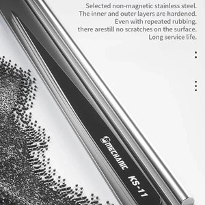 Planet Gates KS-11 MECHANIC KS-11 Hand Polished Jumper Non-magnetic Tweezers 0.008mm Tip Precision Stainless Steel Mobile Phone Repair Manual Tool