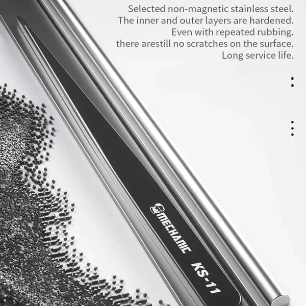 Planet Gates KS-11 MECHANIC KS-11 Hand Polished Jumper Non-magnetic Tweezers 0.008mm Tip Precision Stainless Steel Mobile Phone Repair Manual Tool