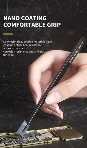 Planet Gates KS-11 MECHANIC KS-11 Hand Polished Jumper Non-magnetic Tweezers 0.008mm Tip Precision Stainless Steel Mobile Phone Repair Manual Tool