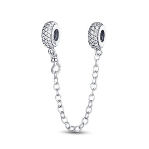 Planet Gates KTC417 Silver Clasp 925 Sterling Silver CZ pave Clip Charms Daisy Beads Stopper Safety Chain fit Original Bangle Bracelet Jewelry Clip