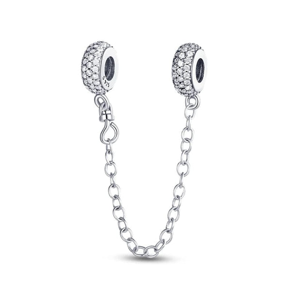 Planet Gates KTC417 Silver Clasp 925 Sterling Silver CZ pave Clip Charms Daisy Beads Stopper Safety Chain fit Original Bangle Bracelet Jewelry Clip