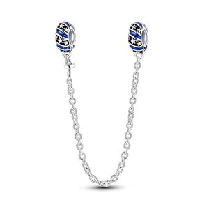 Planet Gates KTC417 Silver Clasp 925 Sterling Silver CZ pave Clip Charms Daisy Beads Stopper Safety Chain fit Original Bangle Bracelet Jewelry Clip