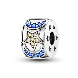 Planet Gates KTC417 Silver Clasp 925 Sterling Silver CZ pave Clip Charms Daisy Beads Stopper Safety Chain fit Original Bangle Bracelet Jewelry Clip