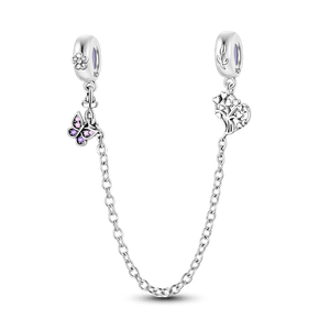 Planet Gates KTC417 Silver Clasp 925 Sterling Silver CZ pave Clip Charms Daisy Beads Stopper Safety Chain fit Original Bangle Bracelet Jewelry Clip