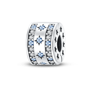 Planet Gates KTC417 Silver Clasp 925 Sterling Silver CZ pave Clip Charms Daisy Beads Stopper Safety Chain fit Original Bangle Bracelet Jewelry Clip