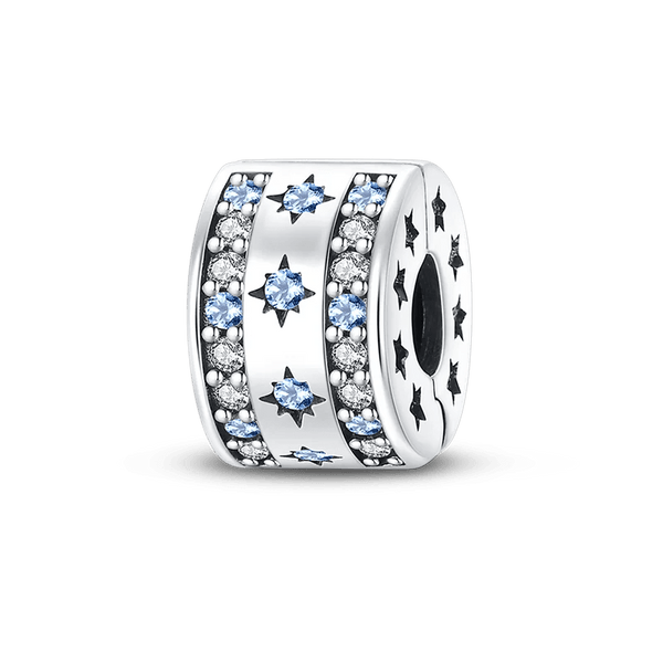 Planet Gates KTC417 Silver Clasp 925 Sterling Silver CZ pave Clip Charms Daisy Beads Stopper Safety Chain fit Original Bangle Bracelet Jewelry Clip