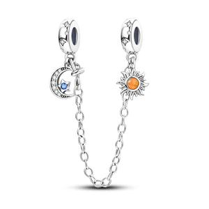 Planet Gates KTC417 Silver Clasp 925 Sterling Silver CZ pave Clip Charms Daisy Beads Stopper Safety Chain fit Original Bangle Bracelet Jewelry Clip