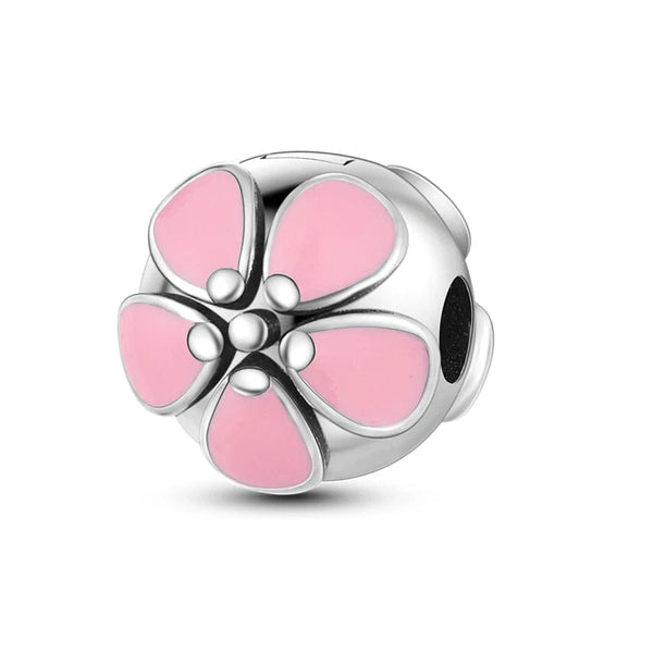 Planet Gates KTC417 Silver Clasp 925 Sterling Silver CZ pave Clip Charms Daisy Beads Stopper Safety Chain fit Original Bangle Bracelet Jewelry Clip