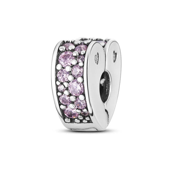 Planet Gates KTC417 Silver Clasp 925 Sterling Silver CZ pave Clip Charms Daisy Beads Stopper Safety Chain fit Original Bangle Bracelet Jewelry Clip