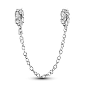 Planet Gates KTC417 Silver Clasp 925 Sterling Silver CZ pave Clip Charms Daisy Beads Stopper Safety Chain fit Original Bangle Bracelet Jewelry Clip