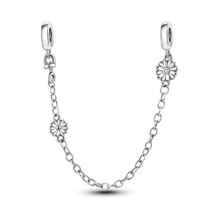 Planet Gates KTC417 Silver Clasp 925 Sterling Silver CZ pave Clip Charms Daisy Beads Stopper Safety Chain fit Original Bangle Bracelet Jewelry Clip