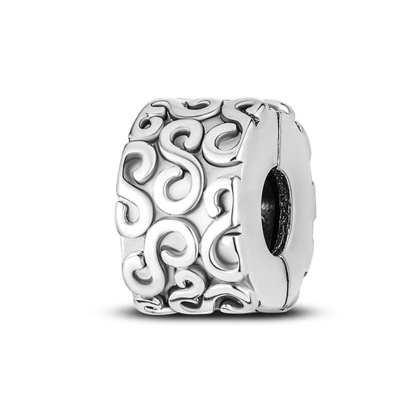 Planet Gates KTC417 Silver Clasp 925 Sterling Silver CZ pave Clip Charms Daisy Beads Stopper Safety Chain fit Original Bangle Bracelet Jewelry Clip