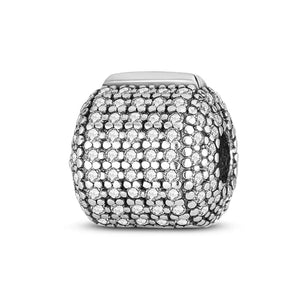 Planet Gates KTC417 Silver Clasp 925 Sterling Silver CZ pave Clip Charms Daisy Beads Stopper Safety Chain fit Original Bangle Bracelet Jewelry Clip