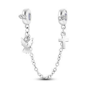Planet Gates KTC417 Silver Clasp 925 Sterling Silver CZ pave Clip Charms Daisy Beads Stopper Safety Chain fit Original Bangle Bracelet Jewelry Clip