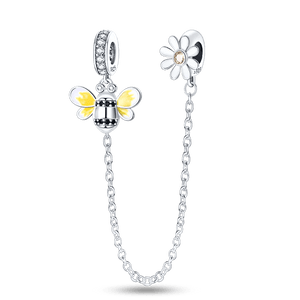 Planet Gates KTC417 Silver Clasp 925 Sterling Silver CZ pave Clip Charms Daisy Beads Stopper Safety Chain fit Original Bangle Bracelet Jewelry Clip