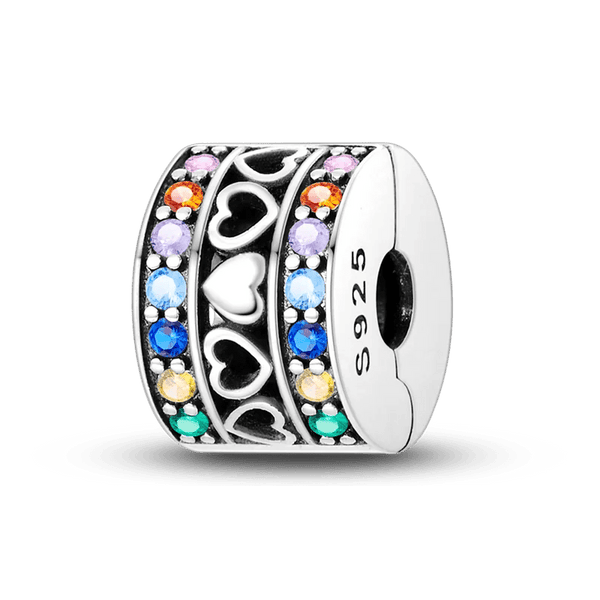 Planet Gates KTC417 Silver Clasp 925 Sterling Silver CZ pave Clip Charms Daisy Beads Stopper Safety Chain fit Original Bangle Bracelet Jewelry Clip