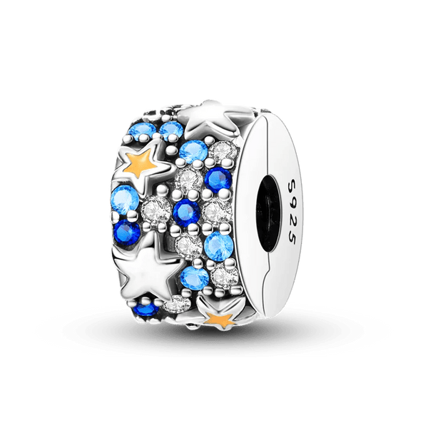 Planet Gates KTC417 Silver Clasp 925 Sterling Silver CZ pave Clip Charms Daisy Beads Stopper Safety Chain fit Original Bangle Bracelet Jewelry Clip