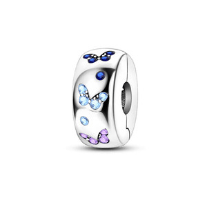 Planet Gates KTC417 Silver Clasp 925 Sterling Silver CZ pave Clip Charms Daisy Beads Stopper Safety Chain fit Original Bangle Bracelet Jewelry Clip