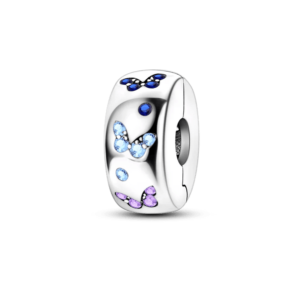 Planet Gates KTC417 Silver Clasp 925 Sterling Silver CZ pave Clip Charms Daisy Beads Stopper Safety Chain fit Original Bangle Bracelet Jewelry Clip