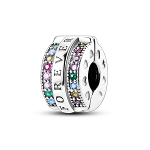 Planet Gates KTC417 Silver Clasp 925 Sterling Silver CZ pave Clip Charms Daisy Beads Stopper Safety Chain fit Original Bangle Bracelet Jewelry Clip