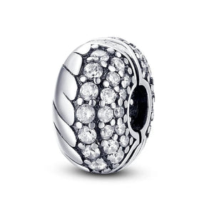 Planet Gates KTC417 Silver Clasp 925 Sterling Silver CZ pave Clip Charms Daisy Beads Stopper Safety Chain fit Original Bangle Bracelet Jewelry Clip