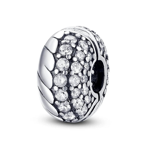 Planet Gates KTC417 Silver Clasp 925 Sterling Silver CZ pave Clip Charms Daisy Beads Stopper Safety Chain fit Original Bangle Bracelet Jewelry Clip