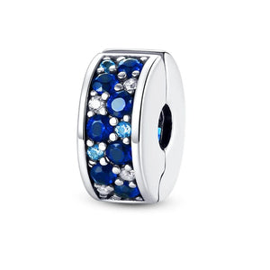 Planet Gates KTC417 Silver Clasp 925 Sterling Silver CZ pave Clip Charms Daisy Beads Stopper Safety Chain fit Original Bangle Bracelet Jewelry Clip