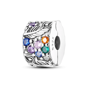 Planet Gates KTC417 Silver Clasp 925 Sterling Silver CZ pave Clip Charms Daisy Beads Stopper Safety Chain fit Original Bangle Bracelet Jewelry Clip