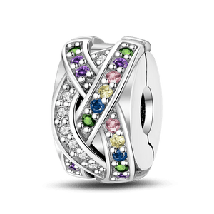 Planet Gates KTC417 Silver Clasp 925 Sterling Silver CZ pave Clip Charms Daisy Beads Stopper Safety Chain fit Original Bangle Bracelet Jewelry Clip