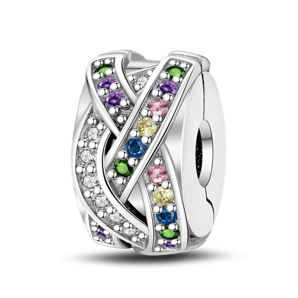 Planet Gates KTC417 Silver Clasp 925 Sterling Silver CZ pave Clip Charms Daisy Beads Stopper Safety Chain fit Original Bangle Bracelet Jewelry Clip