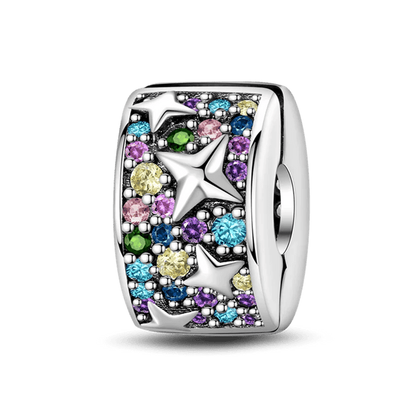Planet Gates KTC417 Silver Clasp 925 Sterling Silver CZ pave Clip Charms Daisy Beads Stopper Safety Chain fit Original Bangle Bracelet Jewelry Clip