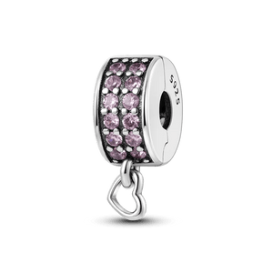Planet Gates KTC417 Silver Clasp 925 Sterling Silver CZ pave Clip Charms Daisy Beads Stopper Safety Chain fit Original Bangle Bracelet Jewelry Clip