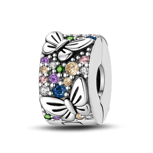 Planet Gates KTC417 Silver Clasp 925 Sterling Silver CZ pave Clip Charms Daisy Beads Stopper Safety Chain fit Original Bangle Bracelet Jewelry Clip