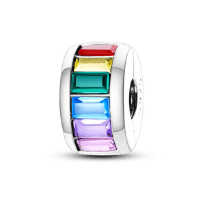 Planet Gates KTC417 Silver Clasp 925 Sterling Silver CZ pave Clip Charms Daisy Beads Stopper Safety Chain fit Original Bangle Bracelet Jewelry Clip