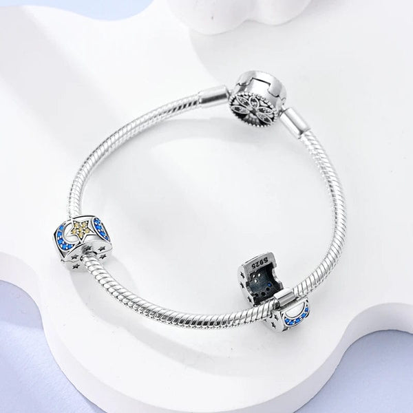 Planet Gates KTC417 Silver Clasp 925 Sterling Silver CZ pave Clip Charms Daisy Beads Stopper Safety Chain fit Original Bangle Bracelet Jewelry Clip