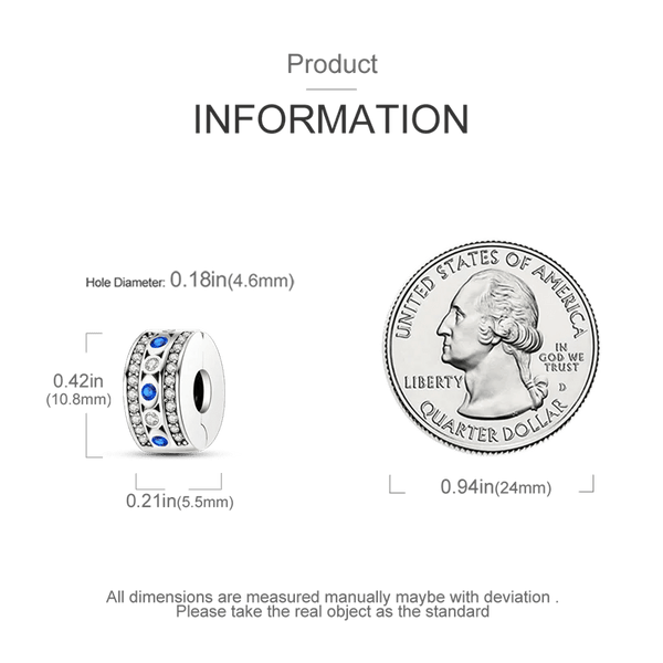 Planet Gates KTC417 Silver Clasp 925 Sterling Silver CZ pave Clip Charms Daisy Beads Stopper Safety Chain fit Original Bangle Bracelet Jewelry Clip