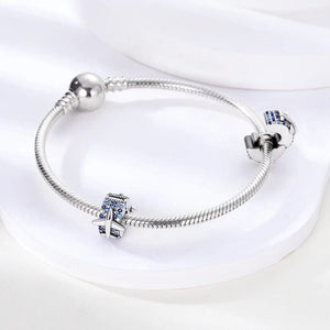 Planet Gates KTC417 Silver Clasp 925 Sterling Silver CZ pave Clip Charms Daisy Beads Stopper Safety Chain fit Original Bangle Bracelet Jewelry Clip